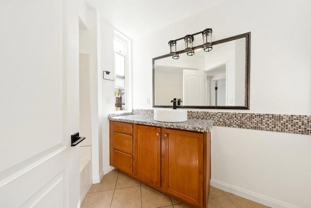 bathroom with vanity and tile patterned floors