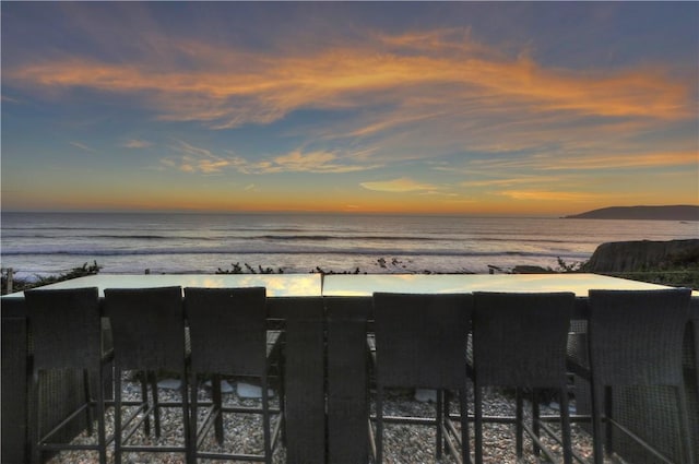 view of water feature with a view of the beach