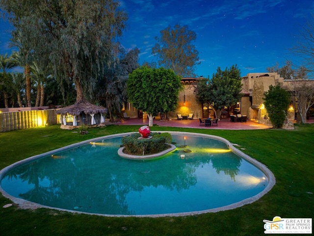 view of pool featuring a gazebo, a patio area, and a yard