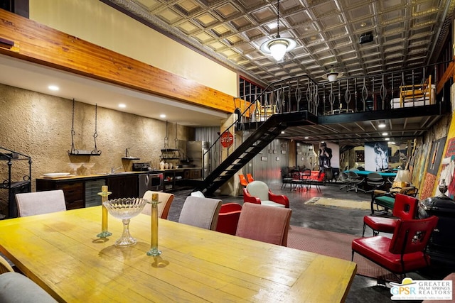 dining area featuring wine cooler