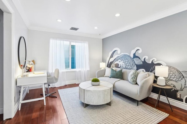 bedroom featuring crown molding and hardwood / wood-style flooring