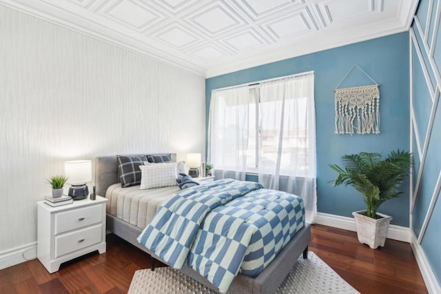 bedroom featuring dark hardwood / wood-style flooring