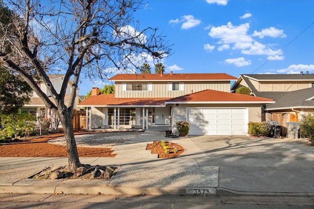 view of front of house with a garage