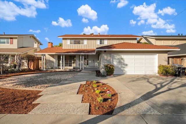 view of front of home with a garage