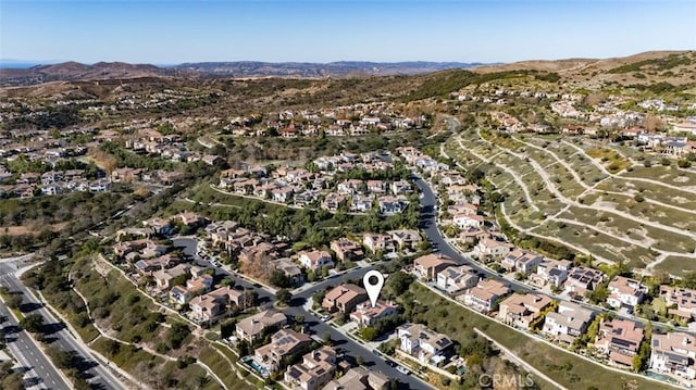 bird's eye view with a mountain view