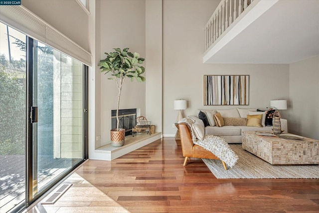 living room with wood-type flooring