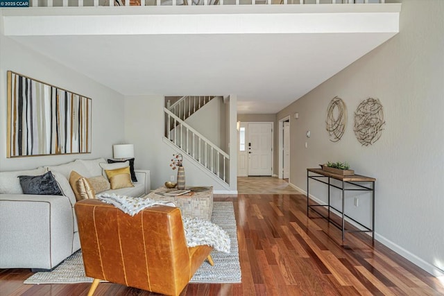 living room with wood-type flooring