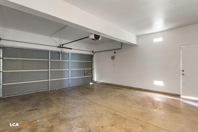 garage with a garage door opener