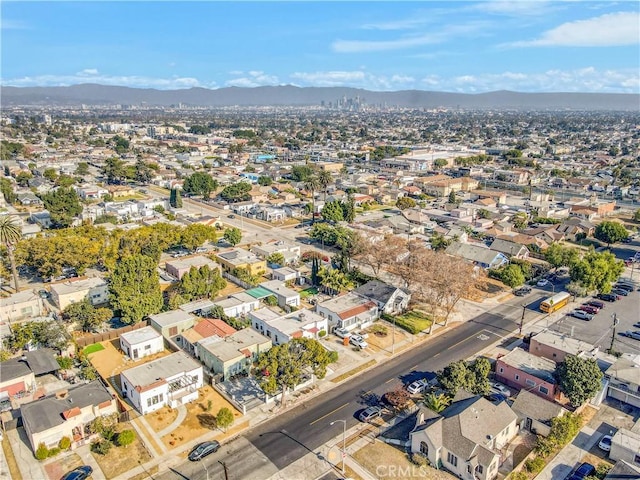 drone / aerial view with a mountain view