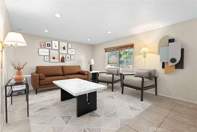 view of tiled living room