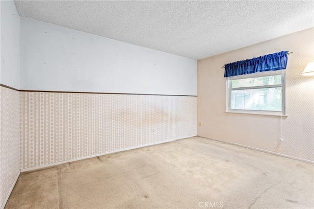 carpeted spare room featuring a textured ceiling