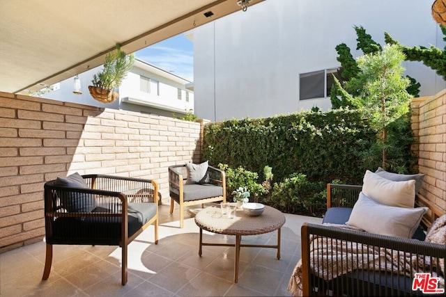 view of patio / terrace featuring an outdoor living space