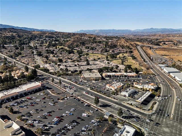 drone / aerial view with a mountain view