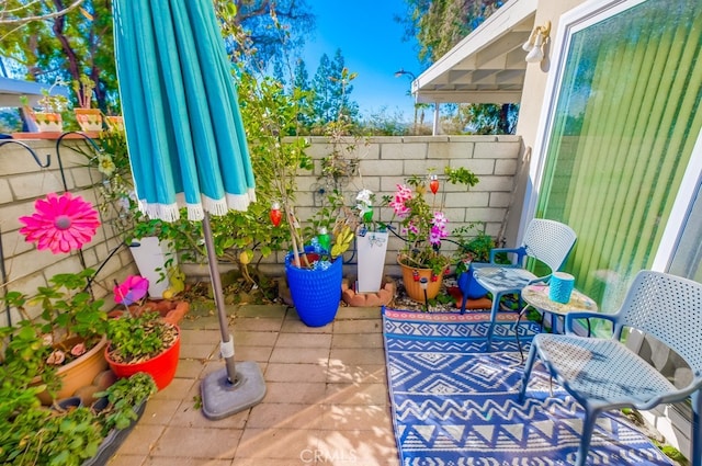 balcony with a patio area