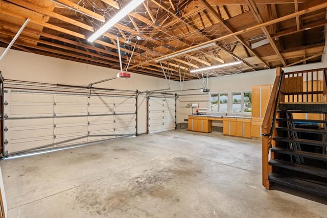 garage with a garage door opener