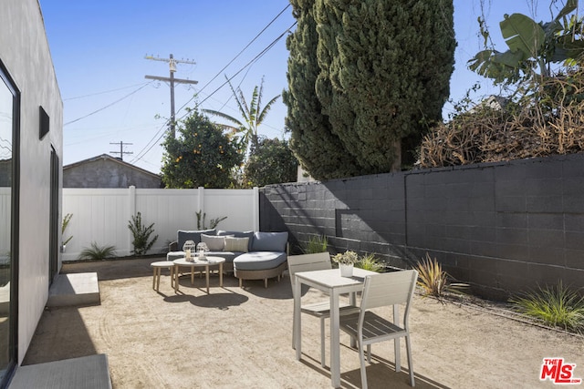 view of patio / terrace featuring an outdoor living space