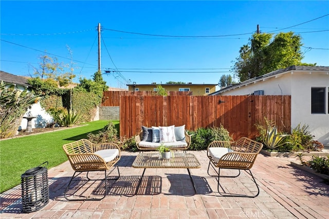 view of patio featuring an outdoor hangout area