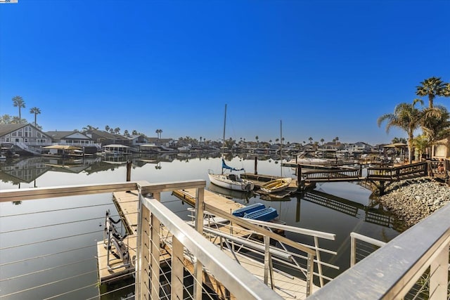 view of dock featuring a water view