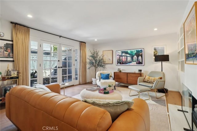 living room featuring french doors