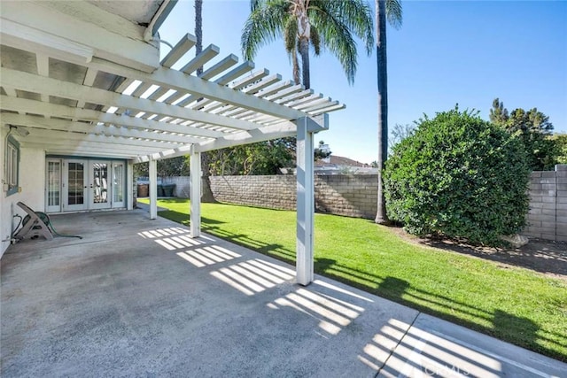 view of patio / terrace with french doors and a pergola