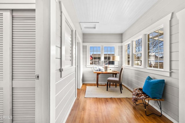 interior space with light hardwood / wood-style flooring