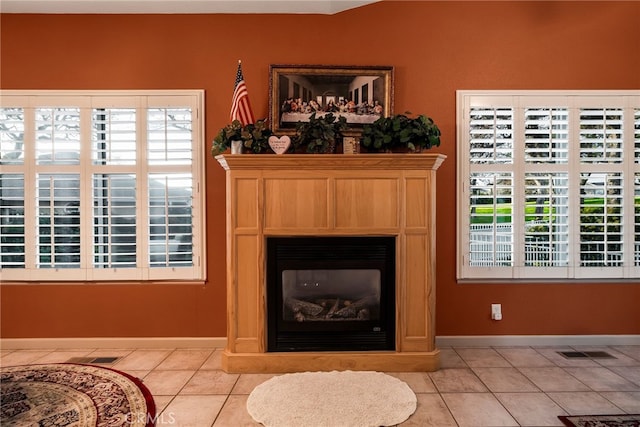 living room featuring light tile patterned floors