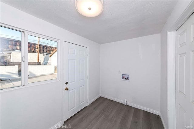 washroom featuring dark hardwood / wood-style flooring and hookup for a washing machine