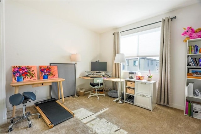 home office with carpet floors