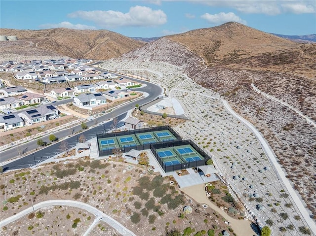 drone / aerial view featuring a mountain view