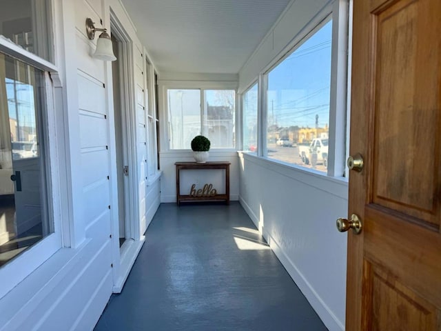 view of unfurnished sunroom