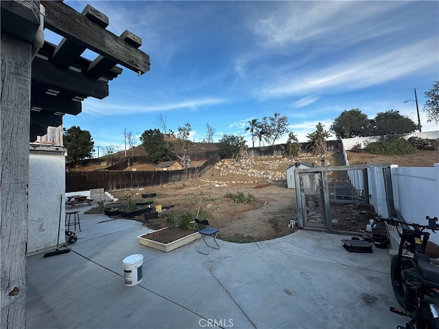 view of yard with a fenced backyard and a patio area