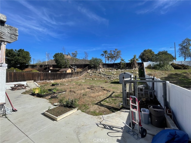 view of yard featuring a fenced backyard and a patio area