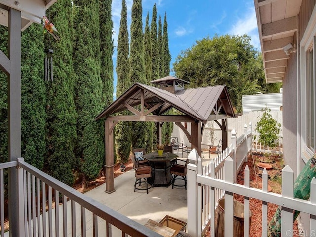 exterior space featuring a gazebo