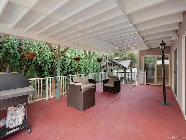 view of patio / terrace with an outdoor hangout area and a deck