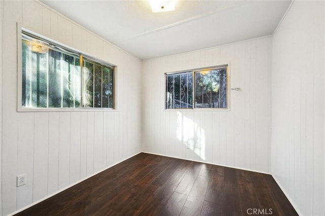 spare room featuring wood-type flooring