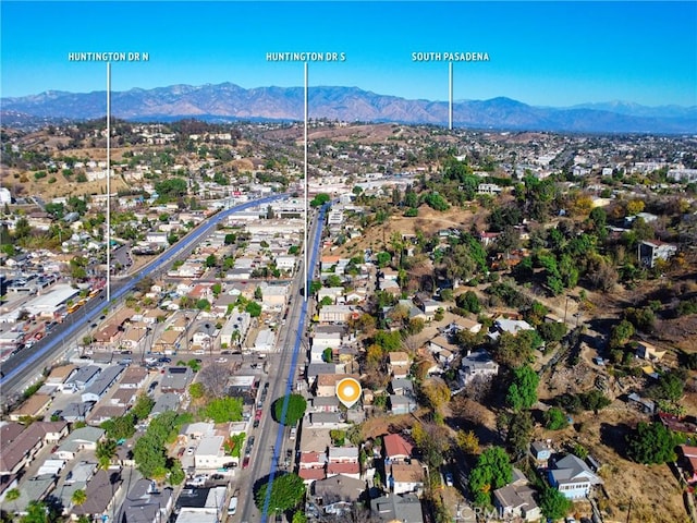 bird's eye view with a mountain view