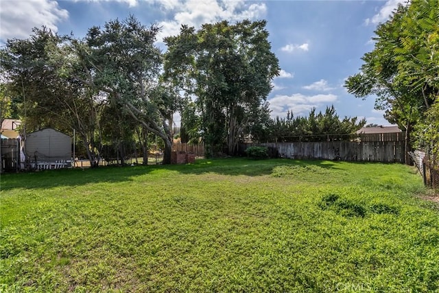 view of yard featuring a fenced backyard