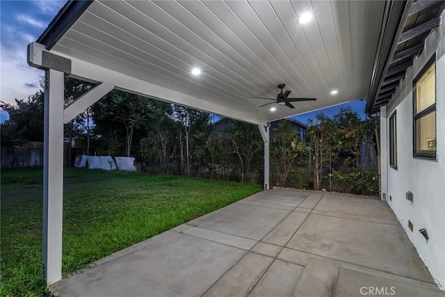 view of patio with ceiling fan