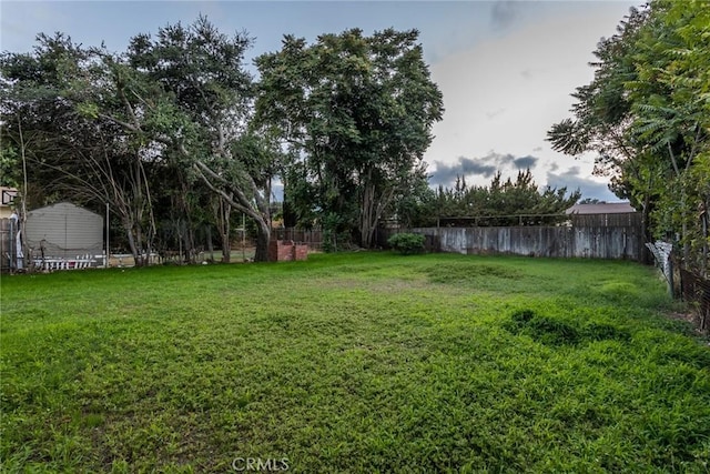 view of yard featuring a fenced backyard