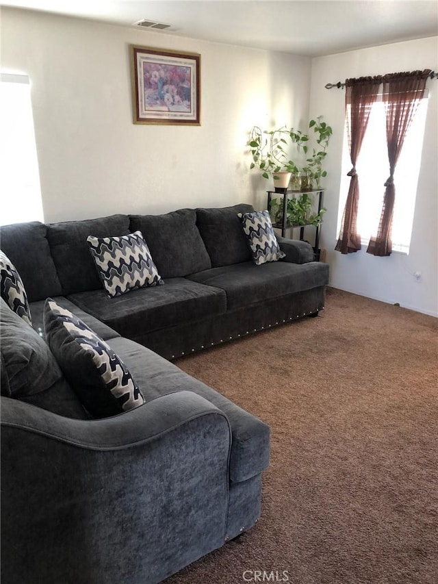 living room with carpet flooring