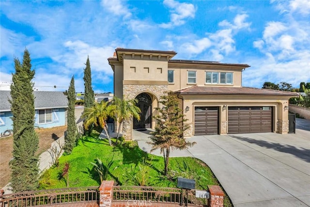 view of front of house with a garage