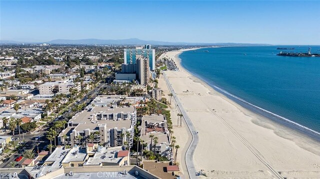 aerial view featuring a beach view and a water view