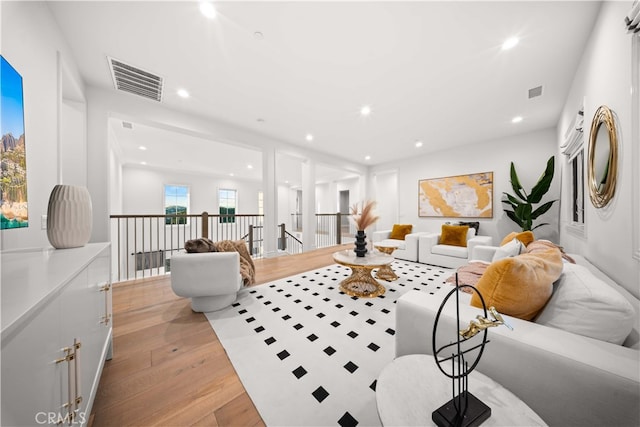 living room featuring light hardwood / wood-style flooring