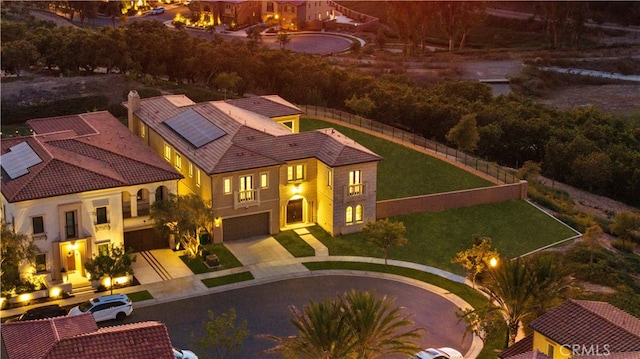 exterior space with a garage