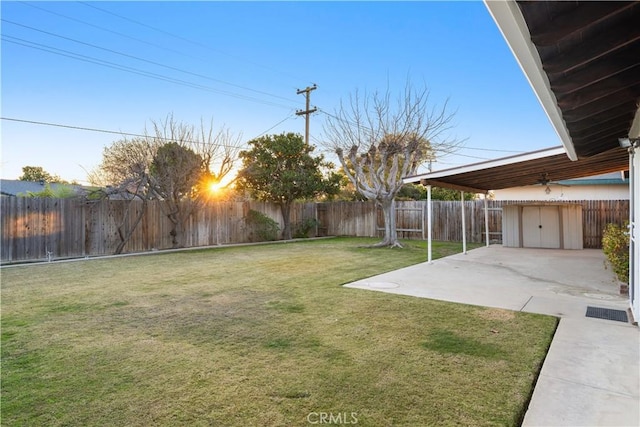 view of yard with a patio