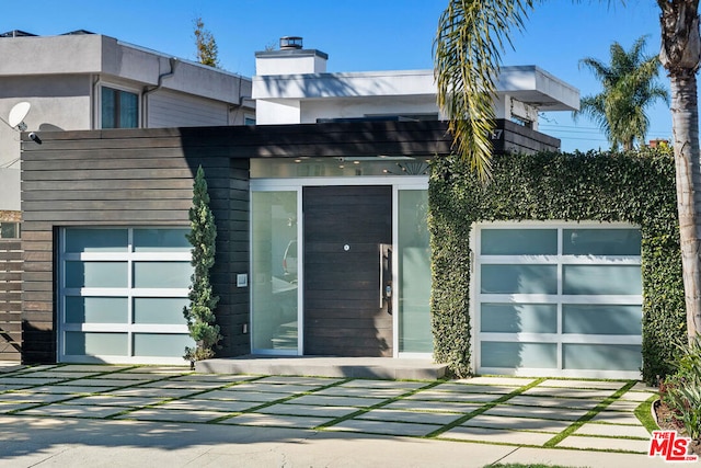 exterior space featuring a garage