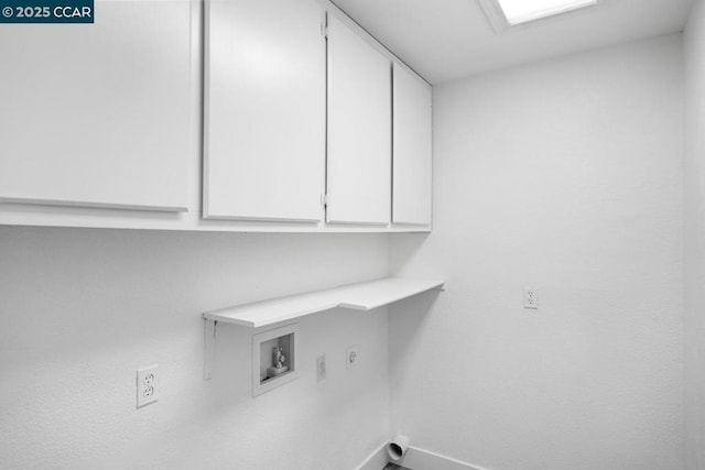 laundry room featuring cabinets, hookup for an electric dryer, and washer hookup