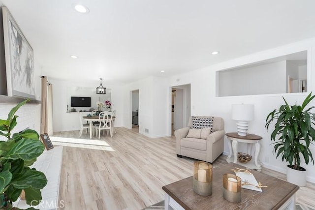 living room with light wood-type flooring