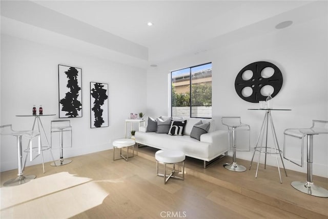 living room with hardwood / wood-style floors