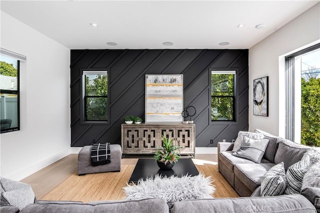 living room featuring light hardwood / wood-style flooring